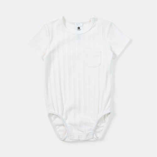 Dymples Baby Organic Rib 'Room-To-Grow' Pocket Bodysuit - Whisper White - Size 00000