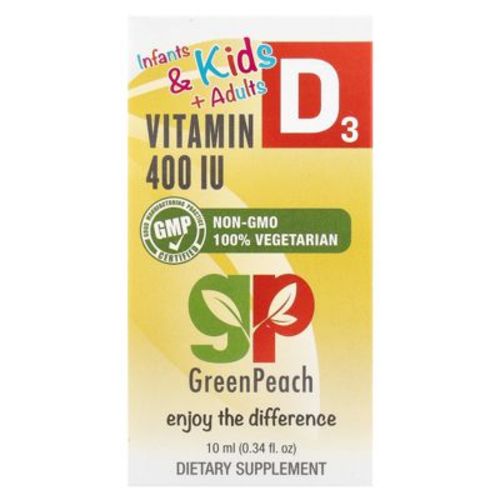 GreenPeach Infants & Kids + Adults, Vitamin D3, 400 IU, 0.34 fl oz (10 ml)