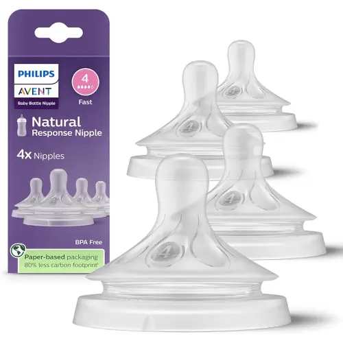 Philips Avent Natural Response Nipples, Fast Flow (Flow 4), 4-Pack, SCY964/44