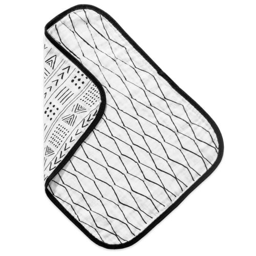 Modern Burlap - 4 Layer Organic Burp Cloth - Reversible Mud Cloth + Moroccan