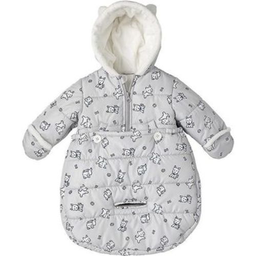 LONDON FOG Newborn Baby Girl and Boy Puffer Carbag Pram Snowsuit, Gray, 0/6 Months
