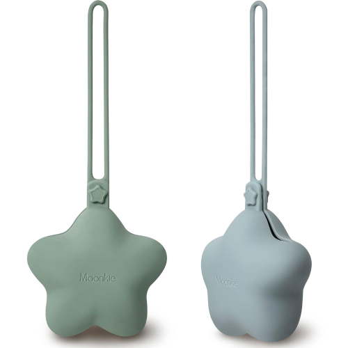 Moonkie Silicone Pacifier Holder Case, Cute Portable Pacifier Storage Case, 2 Pack