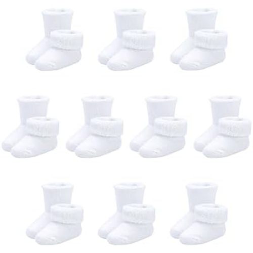 Baby Socks Newborn Terry Cotton Ankle Crew Socks 0-3 Months Girls Preemie Turn Cuff Infant Sock 10 Pairs