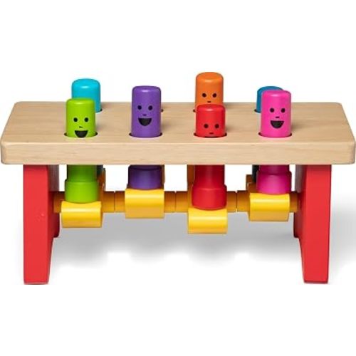 MeMelissa & Doug Deluxe Pounding Bench Wooden Preschool Learning Toy with Mallet Classic Wooden Toddler Toys for Ages 2+Lissa & Doug Deluxe Pounding Bench Wooden Preschool Learning Toy with Mallet
