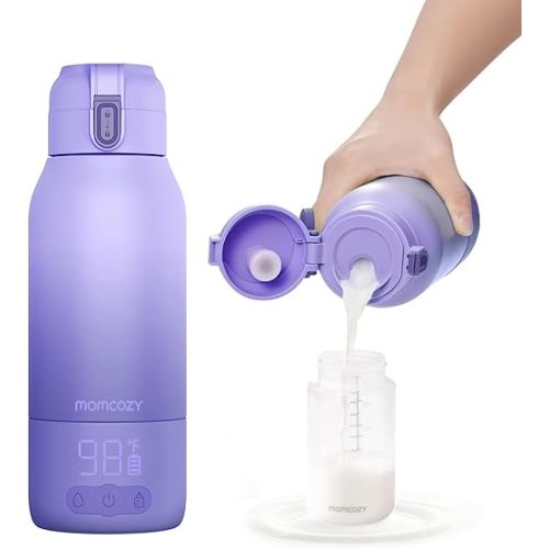 Momcozy Portable Milk Warmer for Travel – Dual Heating Modes for Breast Milk & Water, Portable Bottle Warmer with Fast Heating & Long Battery Life, 17 Ounces Large Capacity to Meet Your All-Day Needs