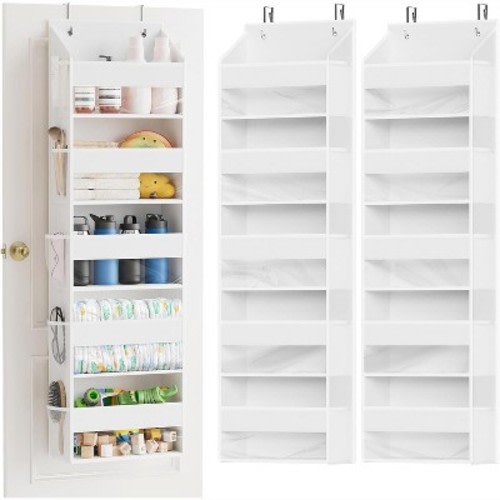 SpaceAid Over the Door Organizer – 5 Pocket Hanging Storage with Mesh Sides and Clear Windows-2 Pack