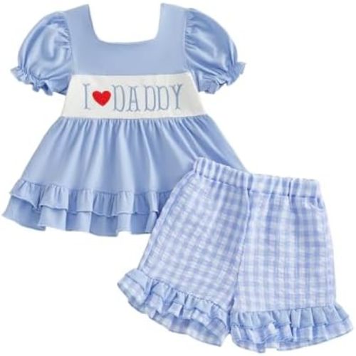 Toddler Baby Girl Summer Clothes Short Sleeves T-Shirt Tops and Ruffled Shorts Set Cute Summer Outfits 2Pcs