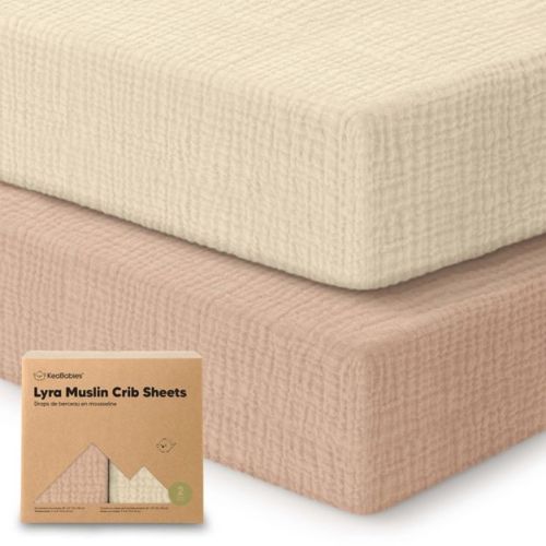 KeaBabies Lyra Muslin Crib Sheets for Boys, Girls, 2pk 52x28 Cotton Baby Crib Mattress Sheets Fitted, Soft, Breathable (Almond)