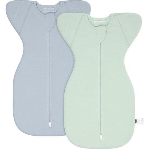 MEXXI Swaddle Baby Sleep Sack With Arms Up, 2 Pack Baby Transitional Swaddle with Double Zipper,0.5 TOG