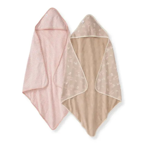 Whimsical Floral Organic Knit Terry Towels Set of 2