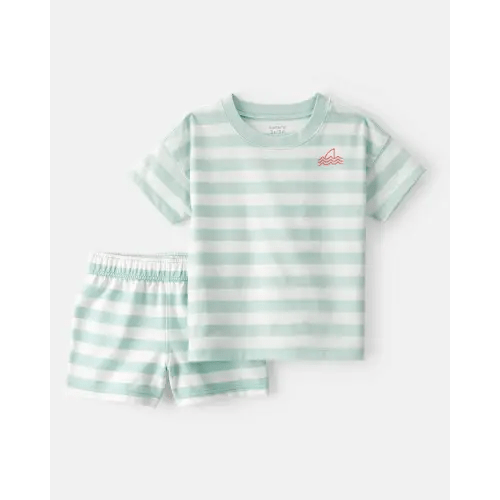 Toddler Boy 2-Piece Shark Striped Top & Short Set - Blue/Ivory | Carter's