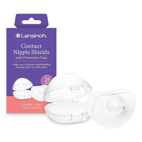 Lansinoh Contact Nipple Shields for Breastfeeding, 2 Nipple Shields (24mm) and Case