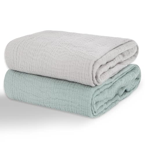 Muslin Swaddle Blankets for Newborns, 2 Pack 100% Cotton Receiving Blankets, Soft and Breathable Baby Swaddles, Large 40 x 40 Inches, Baby Essentials for Boys and Girls, Shower Gift