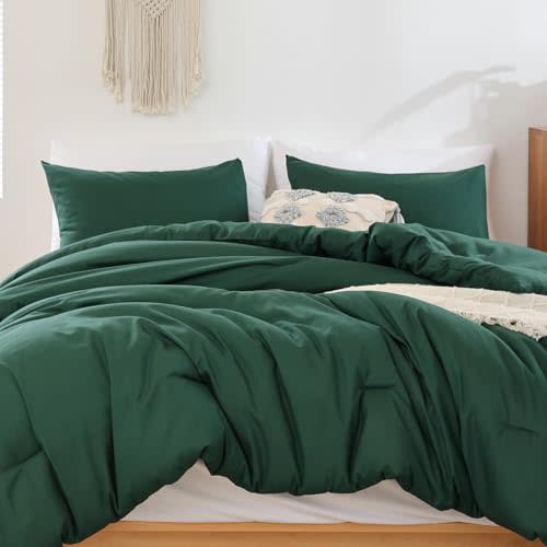 ROSGONIA Twin/Twin XL Comforter Set for College Girls Boys Dark Emerald Green, 1 Comforter 1 Pillowcase, All Season Kids Comforter Sets Dorm Bedding | Lightweight All Season Blanket, 1 Comforter, 1 Pillowcase, College Dorm Essentials