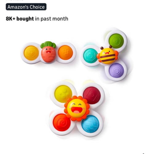 LiKee Strong Suction Cup Fidget Rotating Sensory Bath Toys for Baby