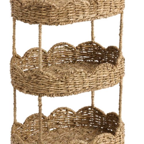 Daisy Oval Seagrass Scalloped 3 Tier Storage Tower - World Market