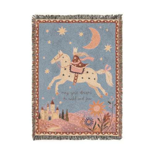 Fairytale Princess baby blanket whimsical horse and moon nursery throw baby gift photo