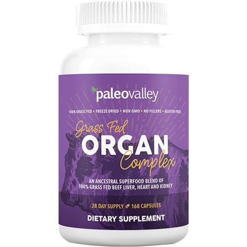 Paleovalley Grass Fed Beef Organ Complex - Freeze-Dried Beef Liver, Heart, and Kidney Blend, 1 Bottle