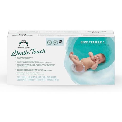 Amazon Brand - Mama Bear Gentle Touch Diapers, Hypoallergenic, Leakage Protection, Size 1, 50 Count