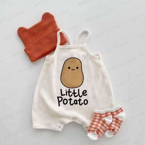 Baby Little Potato Waffle Suspenders Romper