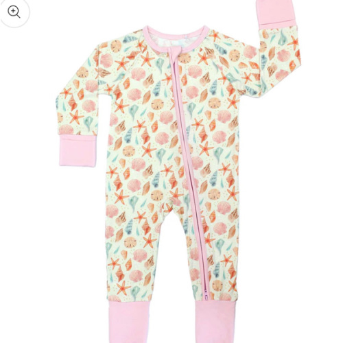 Sandy Seashells Bamboo Convertible Baby Pajamas – Emerson and Friends