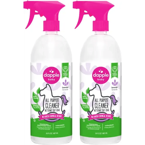 Dapple Baby All Purpose Cleaning Spray, Hypoallergenic for Toys, High Chairs, Swings, Counters, Powered by Plants, 1 Pump Included, Lavender, 30 Fl Oz (Pack of 2)