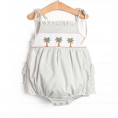 Pacific Palms Smocked Ruffle Bubble, Green – Stitchy Fish
