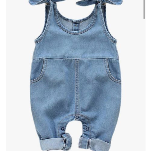 Amazon.com: Happy Town Newborn Infant Baby Girls Denim Bodysuit Halter Sleeve Romper Jeans Overalls (Denim, 3-6 Months): Clothing, Shoes & Jewelry