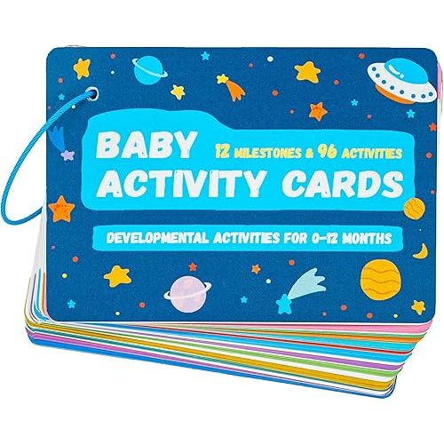 Baby Activity Cards for 0-12 Months – 96 Activities Covering Milestones | Newborn & Infant Essentials Must-Haves for New Moms & First-Time Parents