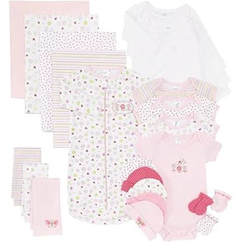 Spasilk Baby Essential 23 Piece Layette Set for Newborns and Infants, 0-6 Months, Pink Girl