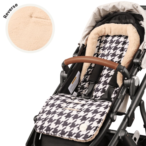 Reversible Pram Liner - Houndstooth/Faux Fur