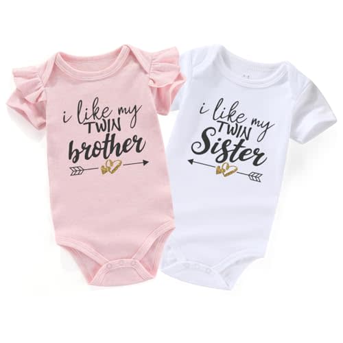 I Like My Twin Brother Sister Newborn Twins Outfits Boy And Girl Baby Items outfits matching