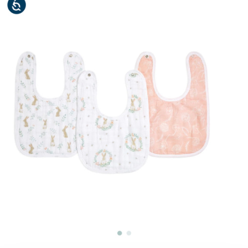 Blushing Bunnies Cotton Muslin Snap Bibs 3pk | aden + anais