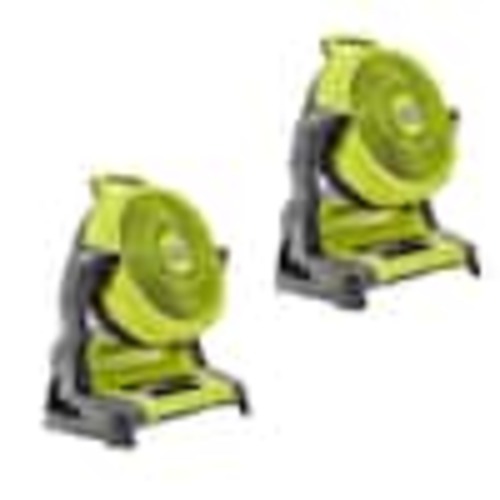 RYOBI ONE+ 18V Cordless 7-1/2 in. Bucket Top Misting Fan 2-Pack (Tools Only) PCL851B2SB