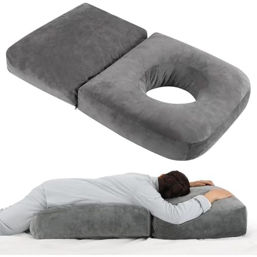 Pregnancy Pillow for Sleeping - Belly Support for Stomach Sleepers | Full Body Pregnancy Massage Pillow 45.3" with Removable Cover, Support for Back/Legs/Belly/HIPS for Pregnant Women(Grey)