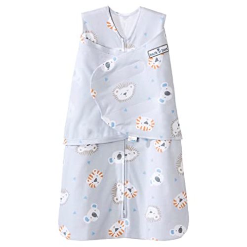 HALO 100% Cotton Sleepsack Swaddle, 3-Way Adjustable Wearable Blanket, TOG 1.5, Multicolor Lions, Tigers, and Bears, Small, 3-6 Months