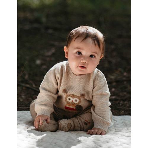 Brown Owl Jumper - Baby Jumpers - Purebaby
