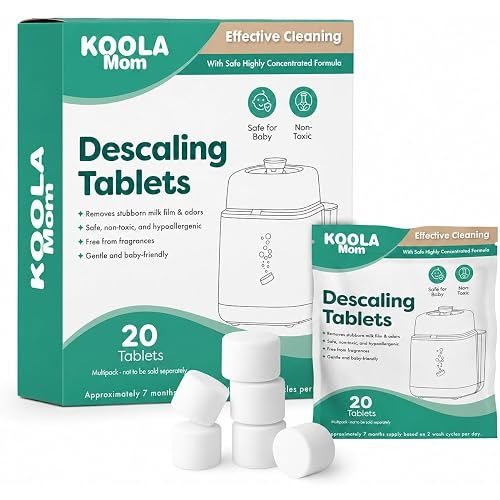 Descaling Tablets for Bottle Washer & Warmers (20 Count) - Descaler Tablets, Removes Limescale Milk Residue & Mineral Buildup Compatible with Momcozy, Baby Breeza, Grownsy & All Bottle Washers