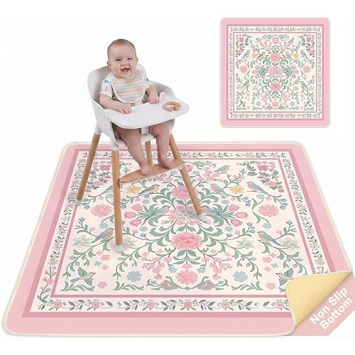 Splat Mat for Under High Chair Waterproof Non Slip Floor Mat for Baby
