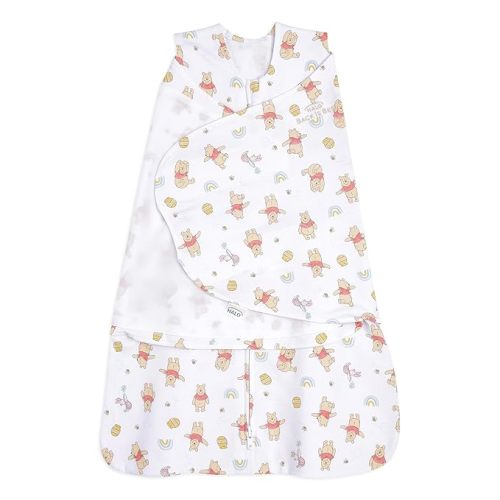 HALO Disney Baby 100% Cotton Sleepsack Swaddle, 3-Way Adjustable Wearable Blanket, TOG 1.5, Winnie Rainbows, Newborn, 0-3 Months