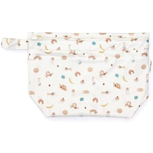 Loulou Lollipop Wet Dry Bag for Diapers, Swimsuits & Daycare - Dual Compartment, Waterproof, Machine Washable Travel Pouch for Pool, Beach & On-the-Go - French Breakfast