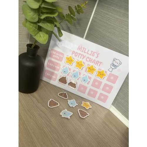 Personalised Potty Training Chart, Toilet Training Chart, Reusable Chart, Attachable Potty Training Chart