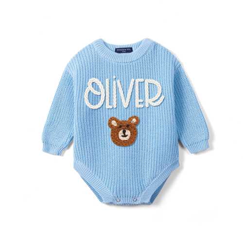 Personalized Baby Romper, Custom Hand Embroidered Baby Name Outfit, Bear Baby Romper, Custom Baby Gift, Newborn Baby Gift, Baby Shower Gift