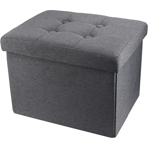 ALASDO Storage Ottoman Footrest Stool Small Ottoman with Storage Foldable Ottomans Foot Rest Footstool Bench for Living Room 17x13x13inches Grey