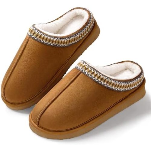 Homitem House Bedroom Slippers for Women Platform Shoes Indoor and Outdoor with Fuzzy Lining Hard Sole Memory Foam Slip on
