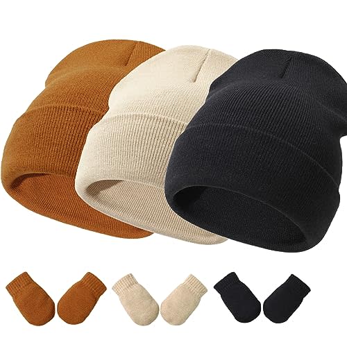 Baby Hats and Mittens Set Infant Toddler Beanie Caps Hospital Hat Set Newborn Gloves for Baby Boys Girls