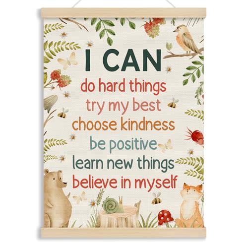 MOTERMATE Inspirational Nursery Poster Hanger Frame, Nature Forest Positive Quote Wall Hanging Decor Art Framed for Toddlers Kids Room Nursery Playroom, Motivational Wall Poster Prints, 12x16 Inch
