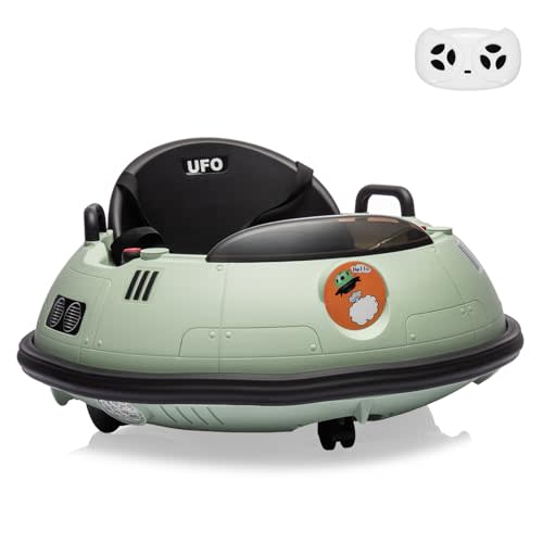 12V Electric Ride on Bumper Car for Toddlers, Kids Bumper Car with Remote Control, 360 Degree Spin, LED Lights, Dual Joysticks, Safety Belt for 18+ Months Kids, Green