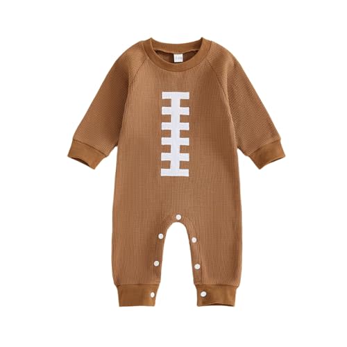 SAYOO Infant Baby Boy Football Outfit Rugby Print Funny Sweatshirt Romper Playsuit Football Season Cotton One-piece Jumpsuit
