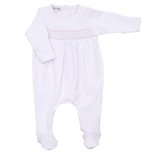 Mini Dots Smocked Footie - Pink
